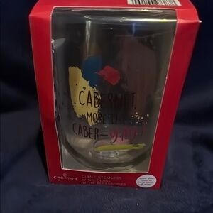 Crofton Giant Stemless Wine Glass w/Accessories: “Cabernet -More Like CaberYAY!”